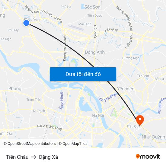 Tiền Châu to Đặng Xá map