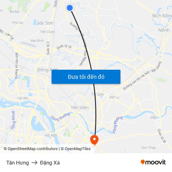 Tân Hưng to Đặng Xá map