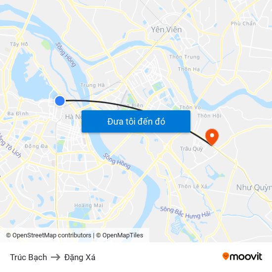 Trúc Bạch to Đặng Xá map