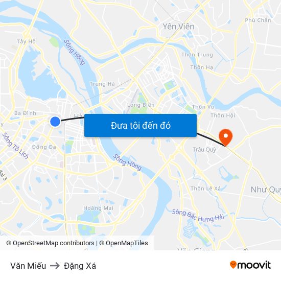 Văn Miếu to Đặng Xá map