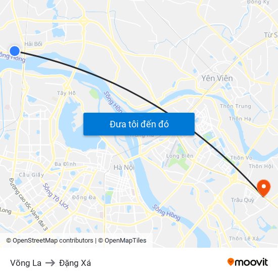 Võng La to Đặng Xá map