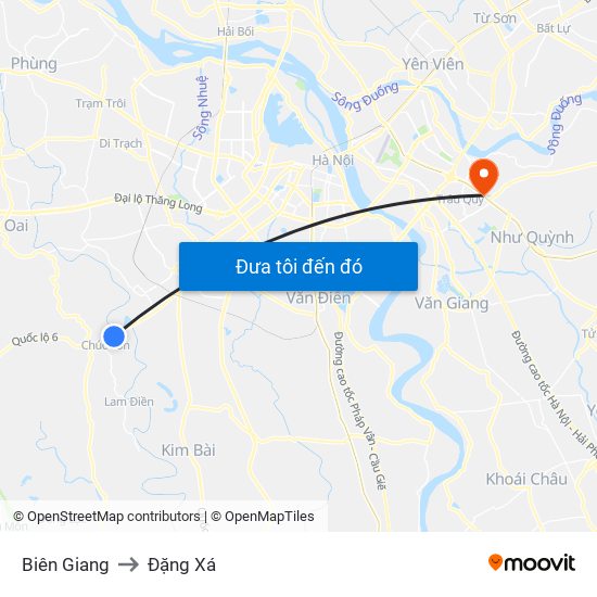 Biên Giang to Đặng Xá map