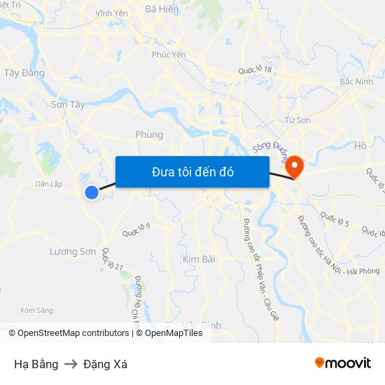 Hạ Bằng to Đặng Xá map