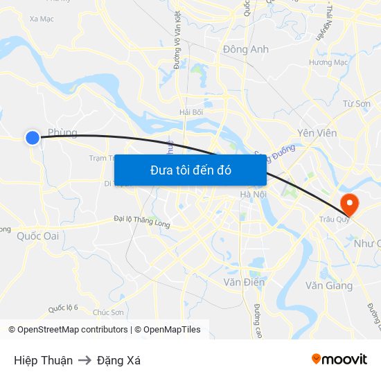 Hiệp Thuận to Đặng Xá map