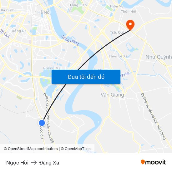 Ngọc Hồi to Đặng Xá map