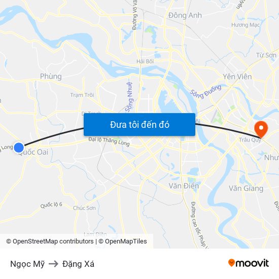 Ngọc Mỹ to Đặng Xá map