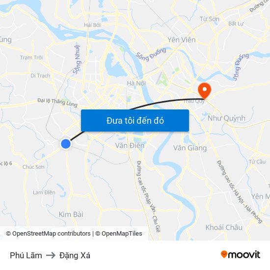 Phú Lãm to Đặng Xá map