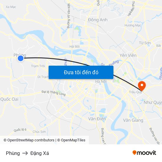 Phùng to Đặng Xá map