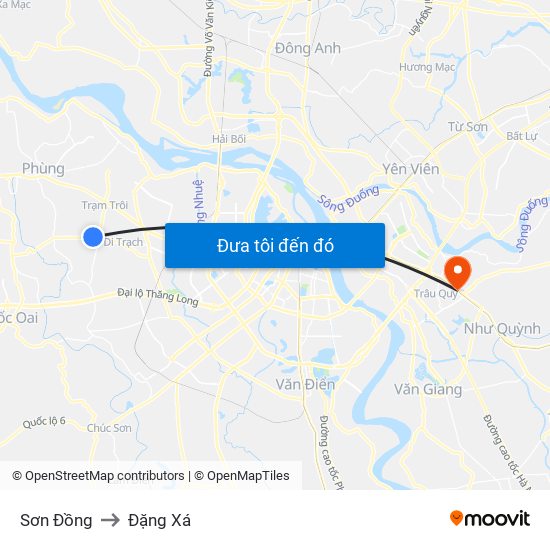 Sơn Đồng to Đặng Xá map