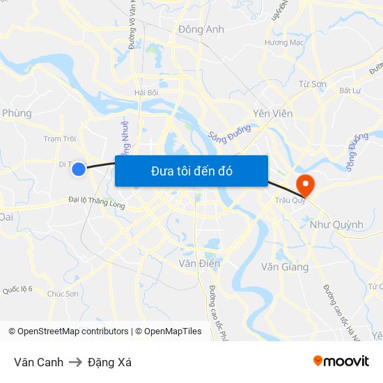 Vân Canh to Đặng Xá map