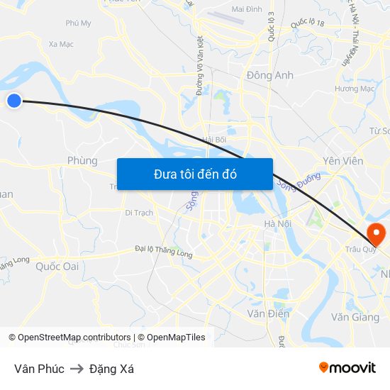 Vân Phúc to Đặng Xá map