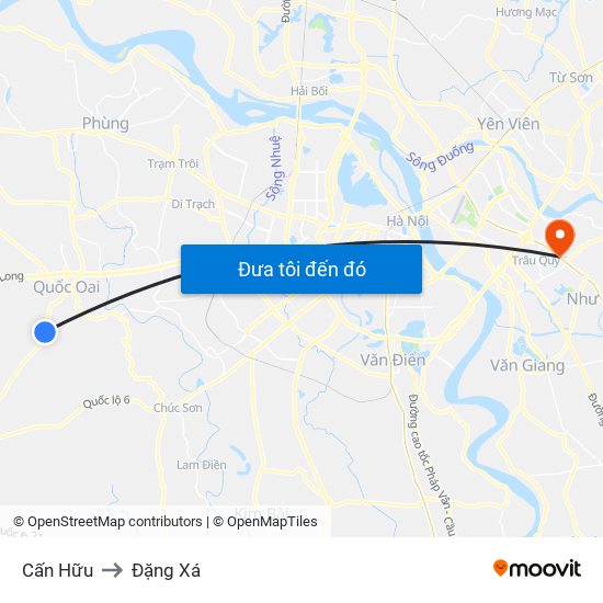 Cấn Hữu to Đặng Xá map