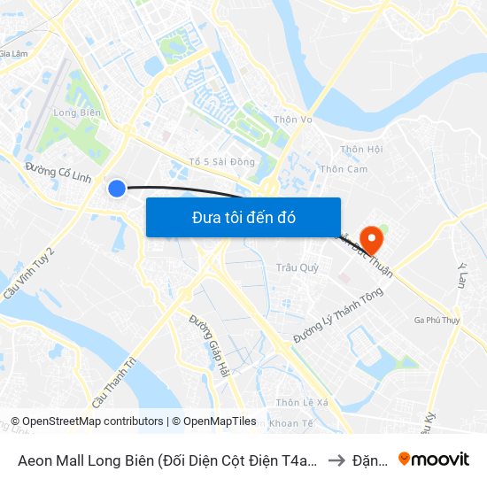 Aeon Mall Long Biên (Đối Diện Cột Điện T4a/2a-B Đường Cổ Linh) to Đặng Xá map