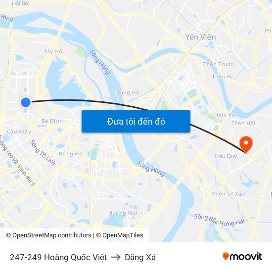 247-249 Hoàng Quốc Việt to Đặng Xá map