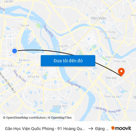 Gần Học Viện Quốc Phòng - 91 Hoàng Quốc Việt to Đặng Xá map