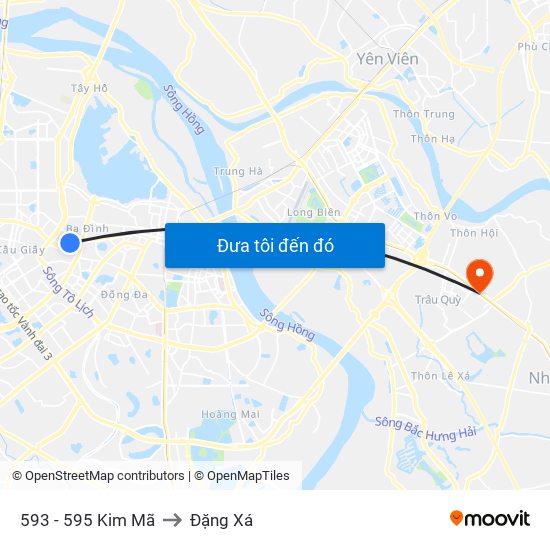 593 - 595 Kim Mã to Đặng Xá map