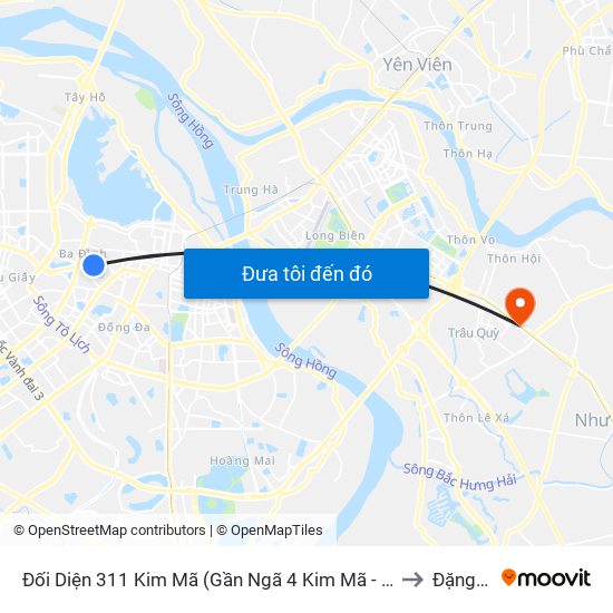 Đối Diện 311 Kim Mã (Gần Ngã 4 Kim Mã - Vạn Bảo) to Đặng Xá map