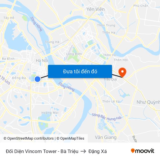 Đối Diện Vincom Tower - Bà Triệu to Đặng Xá map