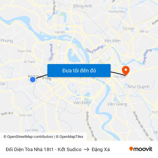 Đối Diện Tòa Nhà 18t1 - Kđt Sudico to Đặng Xá map