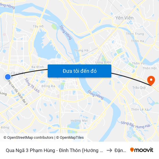 Qua Ngã 3 Phạm Hùng - Đình Thôn (Hướng Đi Phạm Văn Đồng) to Đặng Xá map