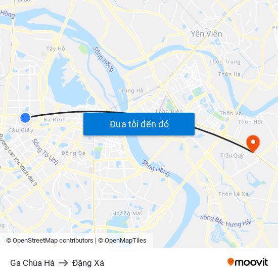 Ga Chùa Hà to Đặng Xá map