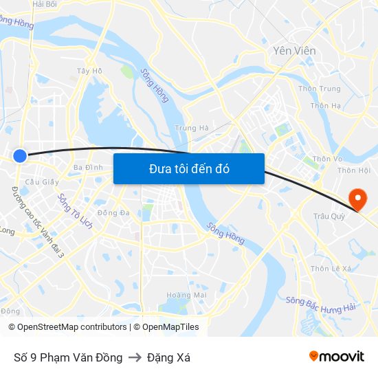 Số 9 Phạm Văn Đồng to Đặng Xá map
