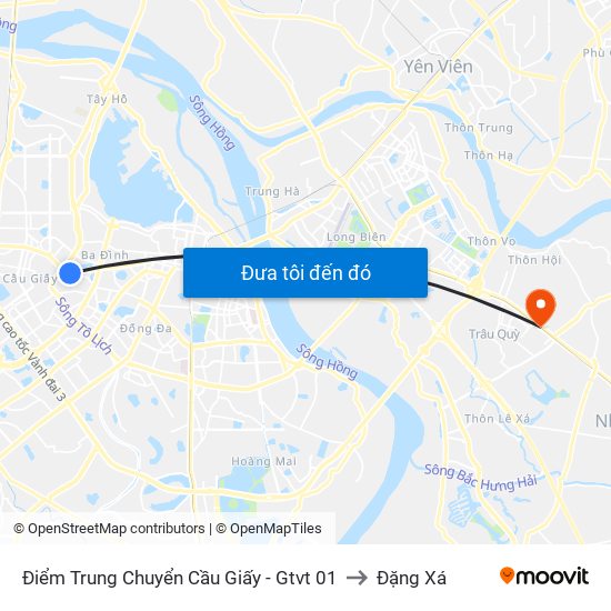 Điểm Trung Chuyển Cầu Giấy - Gtvt 01 to Đặng Xá map