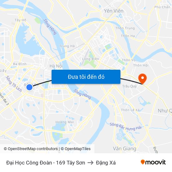 Đại Học Công Đoàn - 169 Tây Sơn to Đặng Xá map