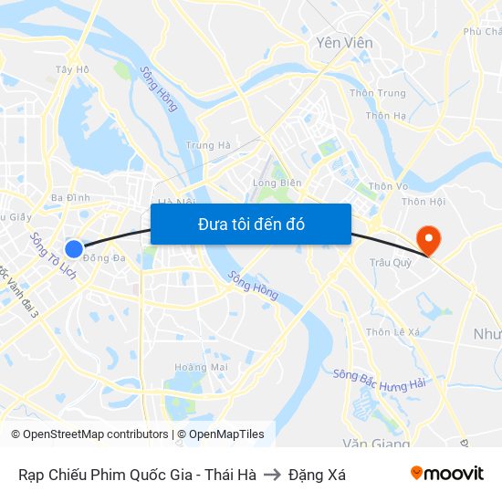 Rạp Chiếu Phim Quốc Gia - Thái Hà to Đặng Xá map