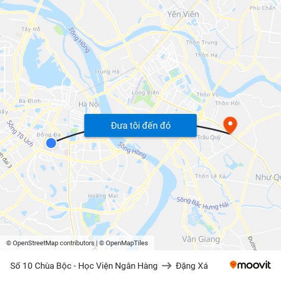 Công Ty In Thương Mại & Dịch Vụ Ngân Hàng - Số 10 Chùa Bộc to Đặng Xá map