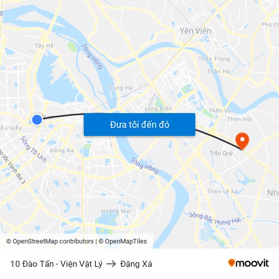 10 Đào Tấn - Viện Vật Lý to Đặng Xá map