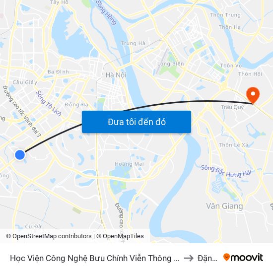 Học Viện Công Nghệ Bưu Chính Viễn Thông - Trần Phú (Hà Đông) to Đặng Xá map
