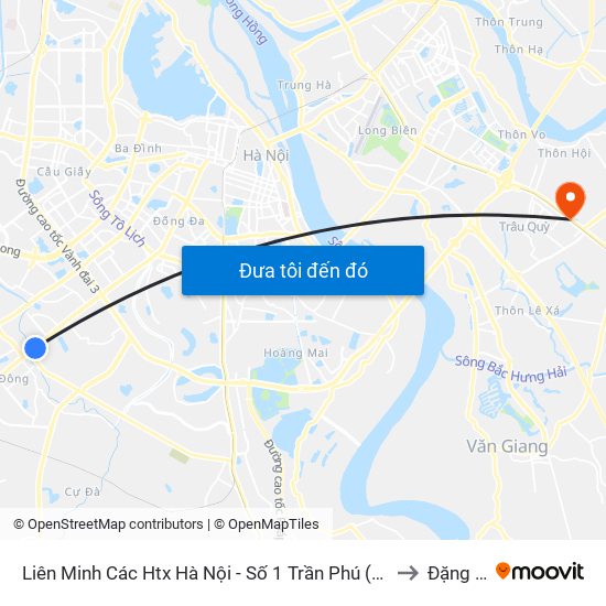 Liên Minh Các Htx Hà Nội - Số 1 Trần Phú (Hà Đông) to Đặng Xá map