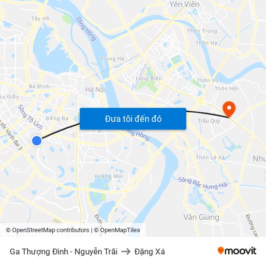 Ga Thượng Đình - Nguyễn Trãi to Đặng Xá map