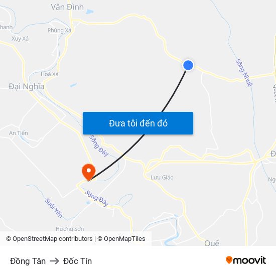 Đồng Tân to Đốc Tín map