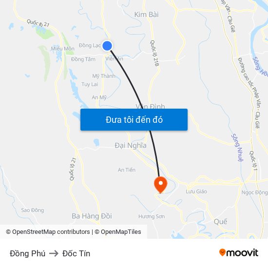 Đồng Phú to Đốc Tín map