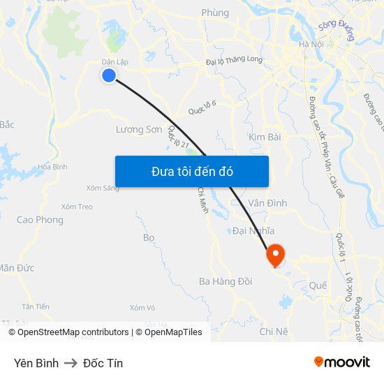 Yên Bình to Đốc Tín map