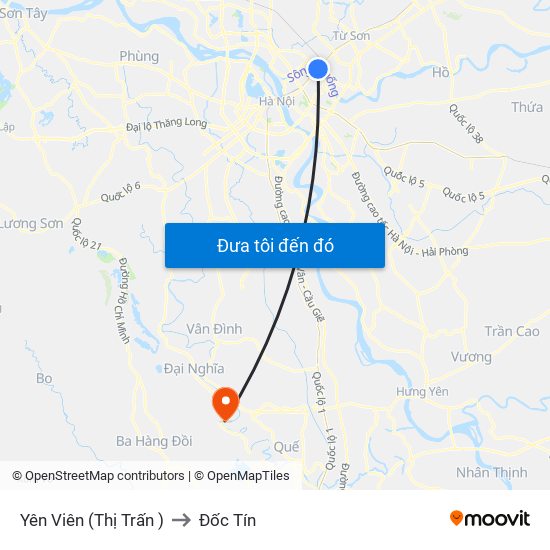 Yên Viên (Thị Trấn ) to Đốc Tín map