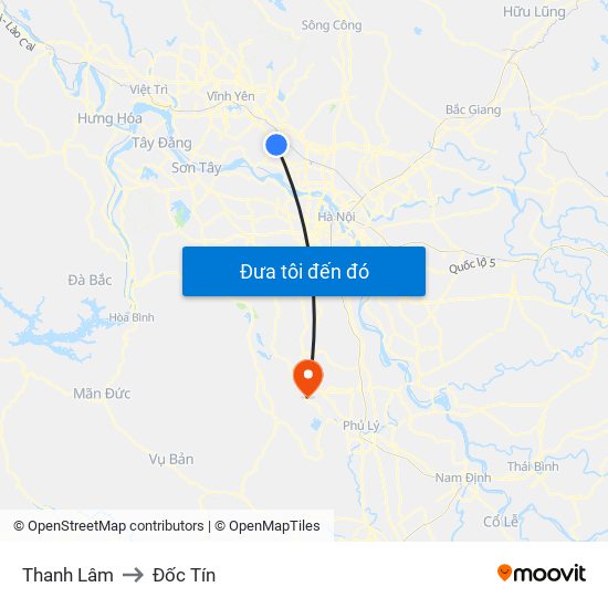 Thanh Lâm to Đốc Tín map