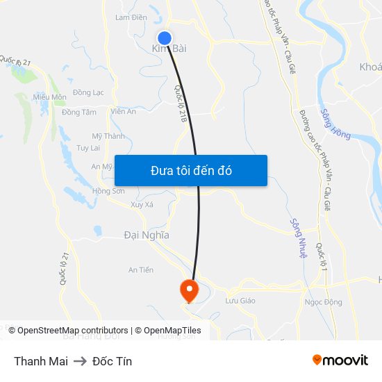Thanh Mai to Đốc Tín map