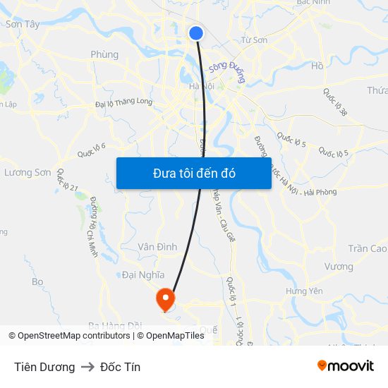 Tiên Dương to Đốc Tín map