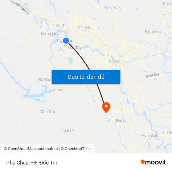 Phú Châu to Đốc Tín map