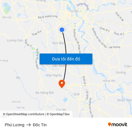 Phú Lương to Đốc Tín map