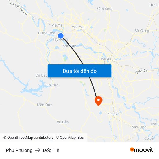 Phú Phương to Đốc Tín map