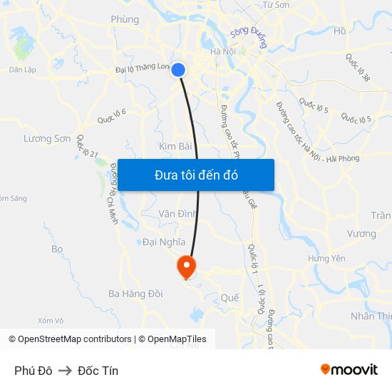 Phú Đô to Đốc Tín map