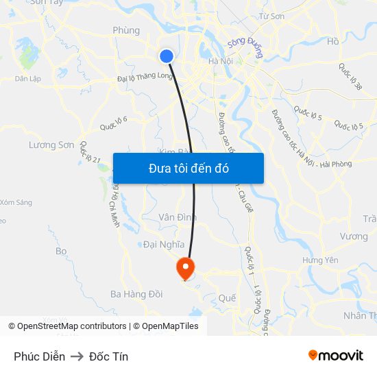 Phúc Diễn to Đốc Tín map