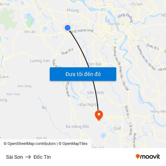 Sài Sơn to Đốc Tín map