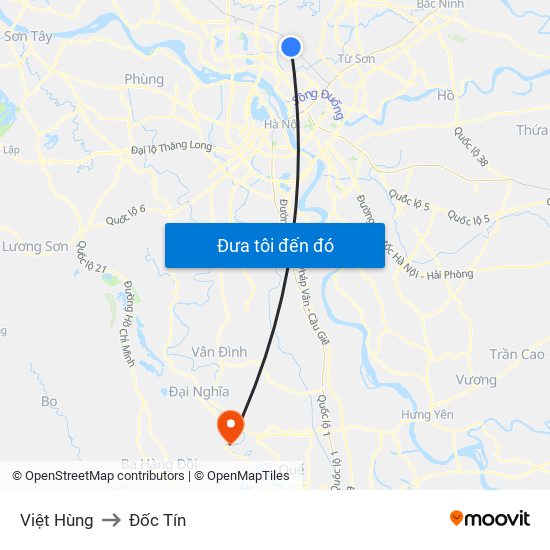 Việt Hùng to Đốc Tín map