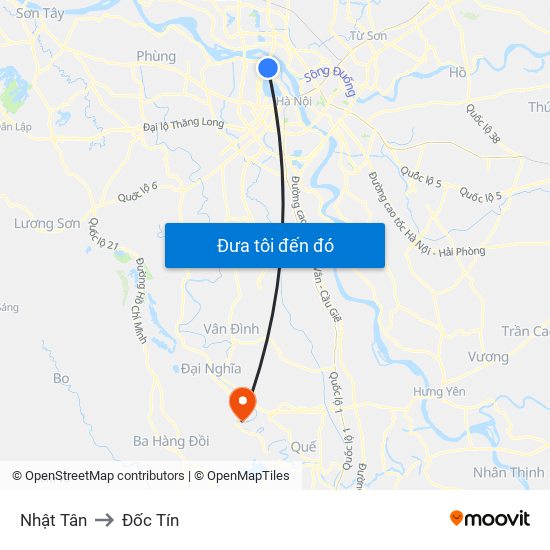 Nhật Tân to Đốc Tín map