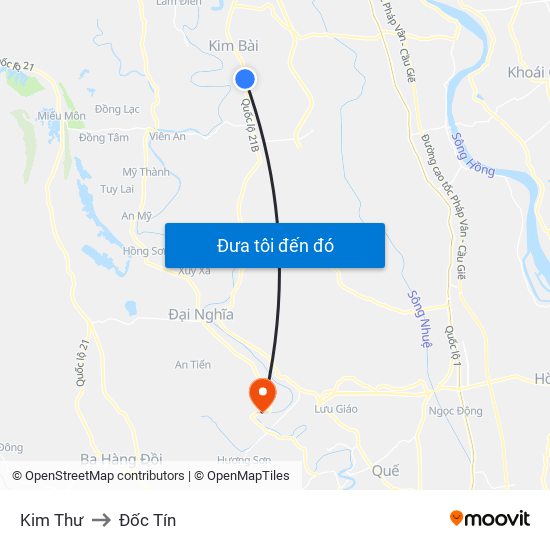Kim Thư to Đốc Tín map